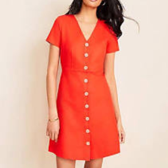 Ann Taylor Dresses & Skirts - ANN TAYLOR NWT Cotton Linen Button Flare Dress 4P